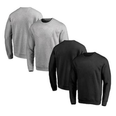 Imagem de Blusa de Frio Moletom Gola Careca Flanelado Liso Básico Kit 2 Moletons do P ao EXG-Masculino