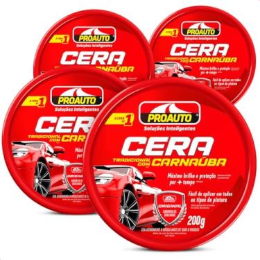 Imagem de KIT 4 Ceras Pasta Automotiva Tradicional Com Carnaúba 200G Pro auto