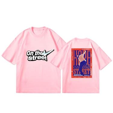 Imagem de Camiseta K-pop J-Hope, camiseta solta na rua, unissex, com suporte, estampada, camiseta de algodão, B Rosa, 3G