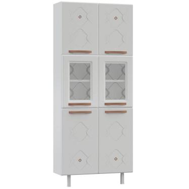 Imagem de Paneleiro Duplo Aço com Vidro Mirage New 6 Portas Branco - Telasul