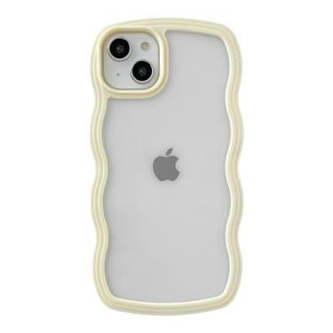 Imagem de Caseative Capa para iPhone 14 Plus, linda capa de celular macia à prova de choque com moldura ondulada (amarela)