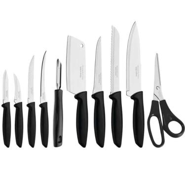 Imagem de Jogo Conjunto de Facas Tramontina Plenus em Aço Inox Faqueiro 10 Peças Preto