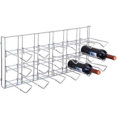 Imagem de Adega 18 Garrafas Aramada Suporte para Garrafa de Vinho de Parede 23x65,5x34cm Masutti