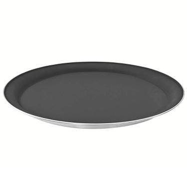 Imagem de Bandeja Redonda Antiderrapante Garçom Profissional 40cm Tramontina Service Aço Inox Preto