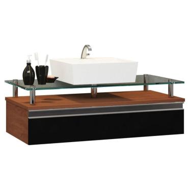 Imagem de Gabinete Banheiro 60cm Ametista Marrom/Preto
