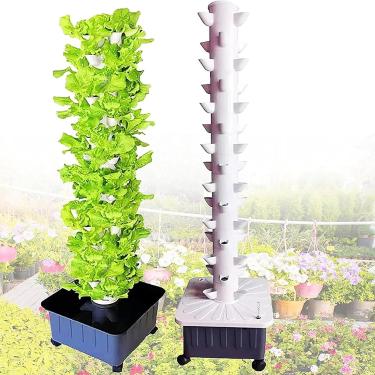 Imagem de (45 furos) Kit de cultivo de hidroponia em torre de plantas de jardim Plantador de jardim vertical ao ar livre para plantas internas Kit de cultivo vertical com bomba de água temporizador in