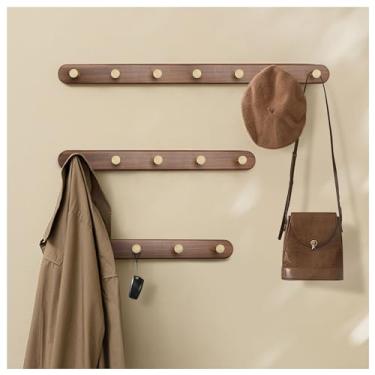 Imagem de Evionlin Cabide de madeira para parede, cabide de parede, cabide de parede, ganchos de parede para pendurar, cabide decorativo de entrada para casaco, bolsa e chapéu, 5 ganchos dourados