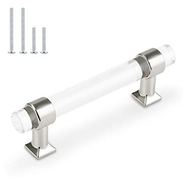 Imagem de Pacote com 30 puxadores de armário cromados prateados Orger puxadores de gaveta de acrílico transparente puxadores de gaveta de tubo redondo puxadores de armário decorados modernos com orifícios de