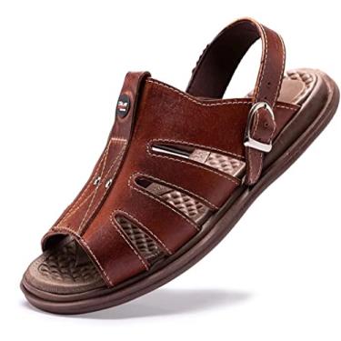 Imagem de Sandália Masculina de Couro Ortopedico Chinelo Estilo Franciscano Confortavel (PINHÃO, BR, Adulto, Numérico, 43)