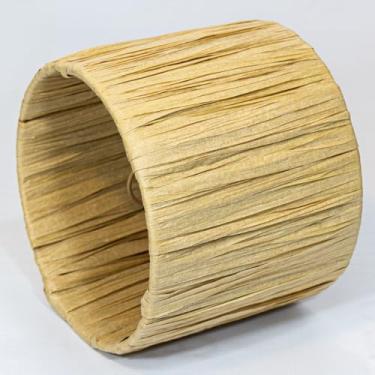 Imagem de Mini abajur redondo de vime pequeno abajur, capa de lâmpada boho com clipe para substituição de persianas tradicionais, 13 x 10,5 x 13 cm (papel)