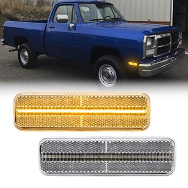 Imagem de R&F Auto Luzes de LED laterais compatíveis com Ram D150 D250 D350 W250 1972-1993 Pickup Ramcharger Bumper Sidemarker Lamps Fender Driver Kit de luz lateral do passageiro