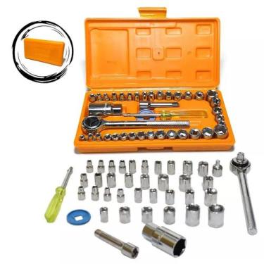 Imagem de Jogo Chaves Soquete C/ Catraca Reversível Kit 40 Pç + Estojo - Tesla S