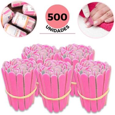 Imagem de 500 Lixas Unha Mini Descartáveis Manicure Pedicure Mimo Profissional A