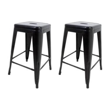 Imagem de Kit 2 Banquetas Tolix Médias sem Encosto Pretas - Cadeiras INC.