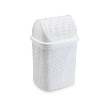 Imagem de Lixeira Branca Cozinha Rattan Basculante 4,5L - NITRON, U