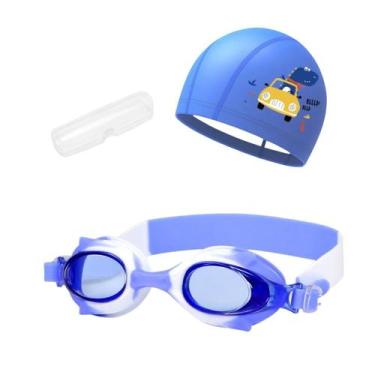 Imagem de Kit Óculos Natação Com Estojo e Touca Infantil Desenhos Coleção Peixin