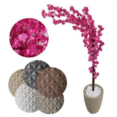 Imagem de Cerejeira Japonesa Artificial Curvada Pink Grande Vaso Decorativo - Fl