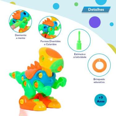 Imagem de T-rex Dinossauro Monta e Desmonta Com Ferramenta Colorido - Jr Toys