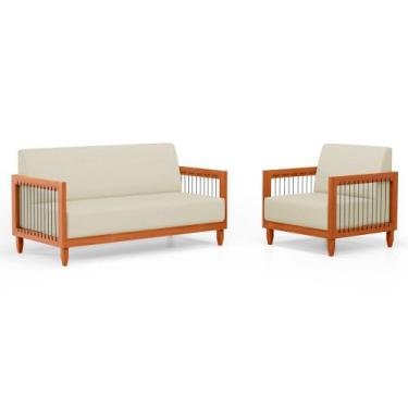 Imagem de Kit Poltrona e Sofá Varanda Samoa Madeira Maciça com Cordas Náutica Li