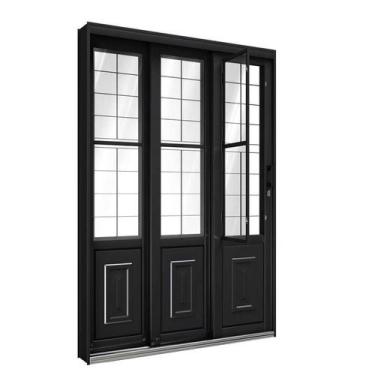 Imagem de Porta de Correr de Aço com Postigo 213 x 150 x 17 cm Preto 3 Folhas Es