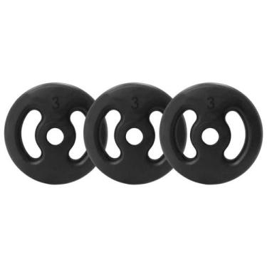 Imagem de Kit 3 Anilhas Peso Ferro 3kg Academia Musculação - Rei do Fitness