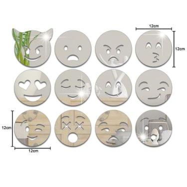 Imagem de Espelhos Decorativos Acrílico Kit Emojis 12 cm - PAPEL E PAREDE ADESIV