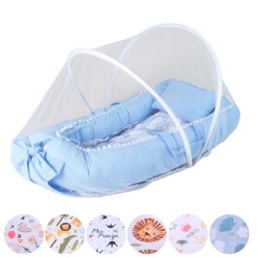 Imagem de Ninho Redutor de Berço com Mosquiteiro Tela Protetora Bebê Menina Meni