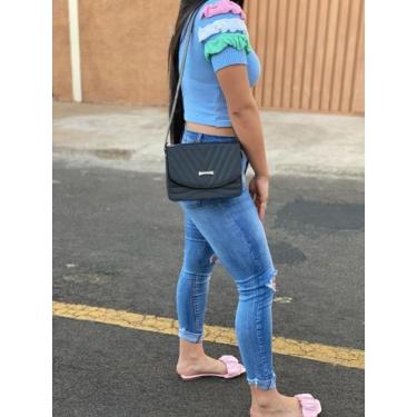 Imagem de Bolsa feminina transversal de ombro bordada lateral - SLEEP SHOES, Pre