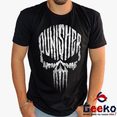Imagem de Camiseta The Punisher 100% Algodão O Justiceiro Geeko, Preto gola care