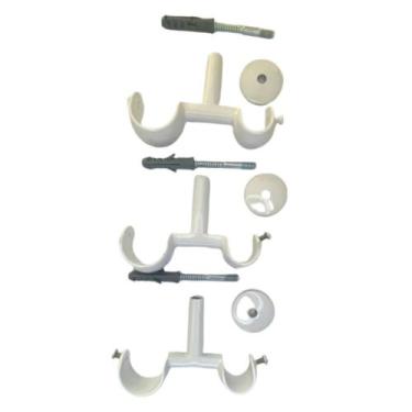 Imagem de Kit 3 Suporte Duplo Alumínio Varão para Teto 19/28mm - ART DECORAR, Br