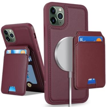 Imagem de SailorTech Capa para iPhone 12 Pro Max com suporte para cartão de crédito mag seguro, capa de couro para iPhone 12 Pro Max para mulheres compatível com carteira segura destacável 2 em 1 para homens -