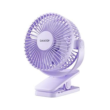 Imagem de Ventilador portátil Gaiatop com clipe operado por bateria, pequeno, potente, 3 velocidades, silencioso, vira 360°, recarregável por USB para mesa, escritório, carrinho de bebê, acampamento - Roxo