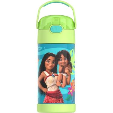 Imagem de THERMOS FUNTAINER Garrafa de água com canudo - 340 g - Garrafa de água infantil isolada a vácuo de aço inoxidável com tampa, Moana 2