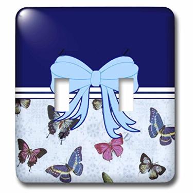 Imagem de 3dRose lsp_271132_2 Imagem de arco azul claro com botão de botão borboletas, misturado