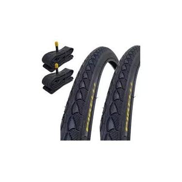 Imagem de Par Pneus Aro 26x1.3/8 (35-590) Para Bicicleta Ceci/Brisa Modelo Antigo Touring + 02 Câmara De Ar Aro 26.