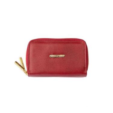 Imagem de Carteira de couro Martina Feminino vermelha lisa - Andrea Vinci, Verme