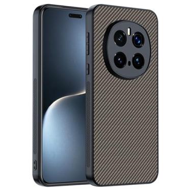 Imagem de HAO RIYLN Capa de couro para Honor Magic 7 Pro/7, capa de telefone com padrão de fibra de carbono, fina, à prova de choque, antiimpressões digitais, capa traseira, dourada, 7Pro