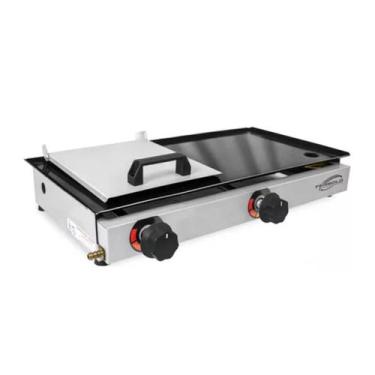 Imagem de Chapeira Chapa Lanche Hot Dog C/prensa 30x60 Inox À Gás 2q - Fergold