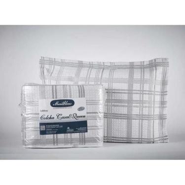 Imagem de Kit colcha jacquard montblanc mosaico prata 59 casal queen - Tapete Ma