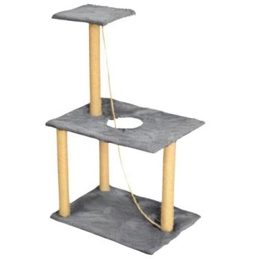 Imagem de Arranhador Para Gatos Poste Sisal 3 Bases Brinquedo Corda - Apiario Me