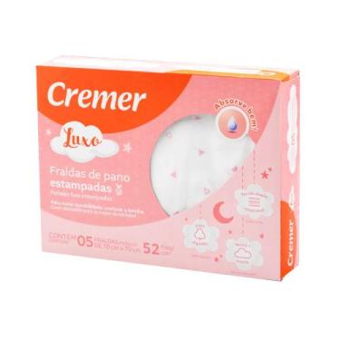 Imagem de Fralda De Pano Luxo Estampa 70x70 Menina Caixa C/ 5 - Cremer - Cremer