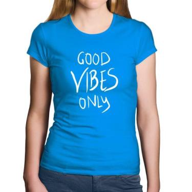 Imagem de Baby Look Algodão Good Vibes Only - Foca na Moda, Azul, GGG