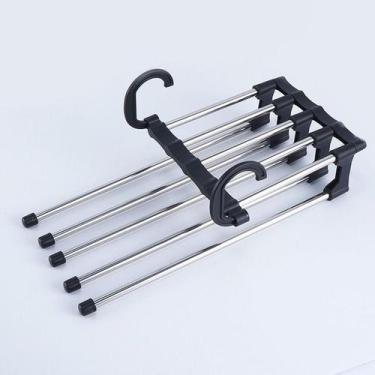 Imagem de Cabide para Calças Múltiplo Aço Inox 5 espaços - Yaay, Preto