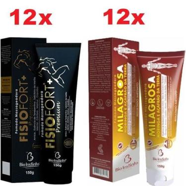 Imagem de Atacado Revenda 12 Pomada FisioFort Premium 150g + 12 Pomada Milagrosa