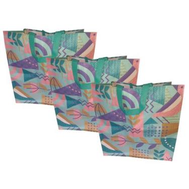 Imagem de 3 Sacolas Gigantes de Ráfia Ecobag Retornável 44x45x29cm B4u