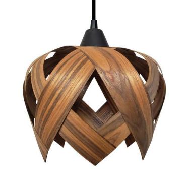 Imagem de Luminária Lustre Pendente E27 Madeira Teto Sala Cozinha Lúpulo P Cor P