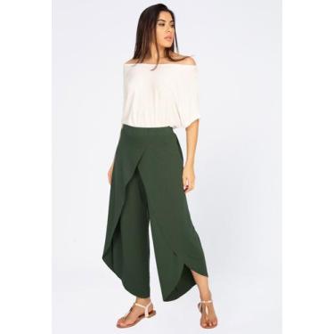 Imagem de Calça Pantacourt Transpassada Malha Verde - Amazonia Vital