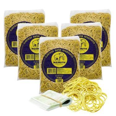Imagem de Kit 5 Elástico De Dinheiro Liga Liguinha Amarela 1KG cada - Mamuth