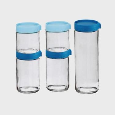 Imagem de Jogo De Potes Herméticos De Vidro Com Tampa 5 Peças - Casambiente