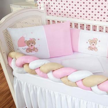 Imagem de Kit Protetor Berço Trança Completo 6 peças Ursinho Lua Principe Vários